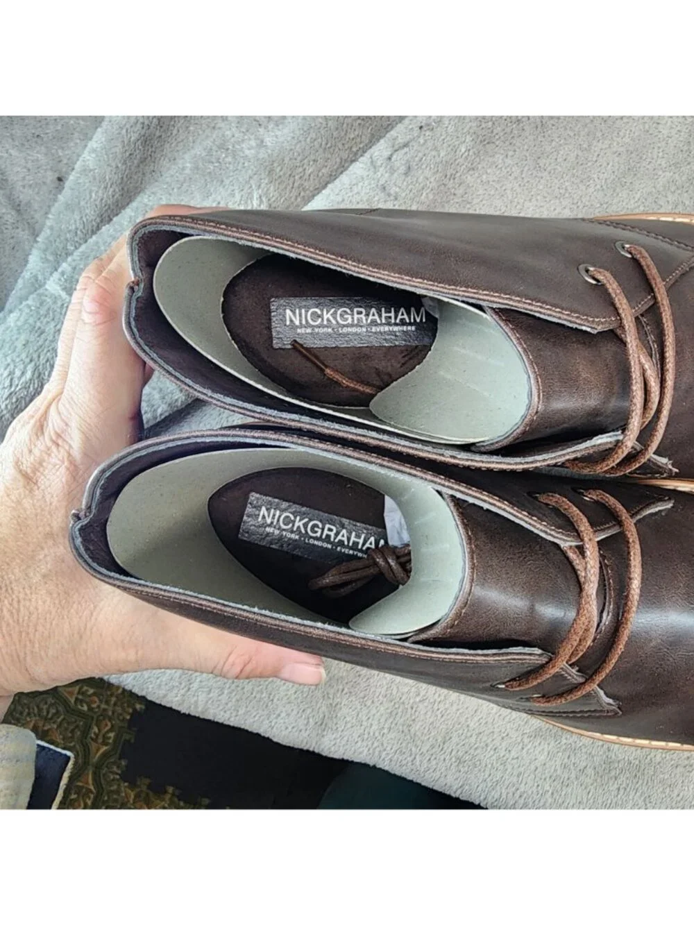 Nick Graham Shoes Mens Size 12 Charles Brown Faux Leather Chukka Boots *NWT*